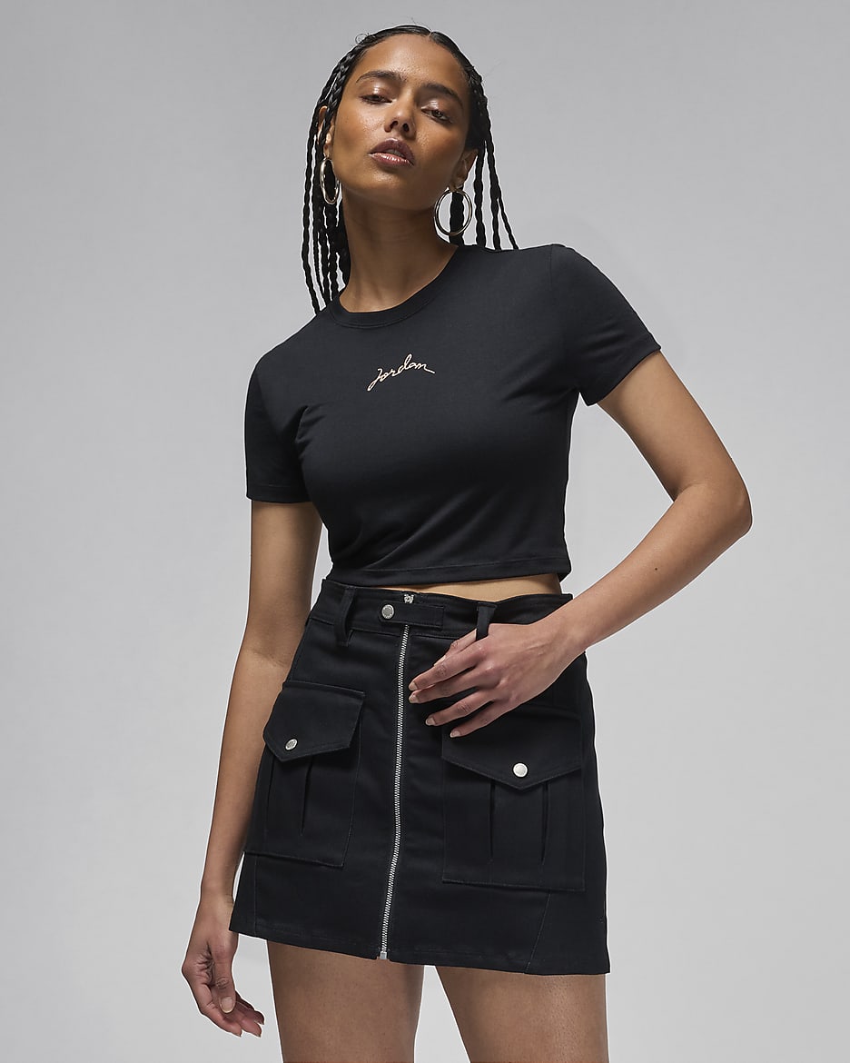 ナイキ ジョーダン Jordan 【 Women's Short Sleeve Graphic Slim Crop T-Shirt Womens 】 レディース Jordan Women's Slim Cropped T-Shirt. Nike ID